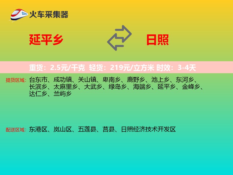 延平乡到日照物流专线