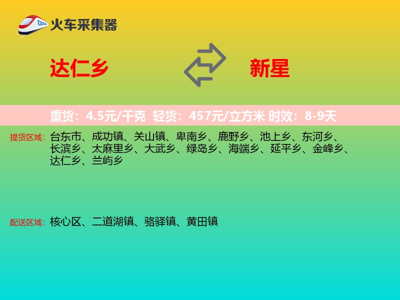 达仁乡到新星物流专线