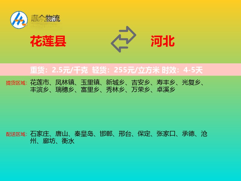 花莲县到河北长途搬家