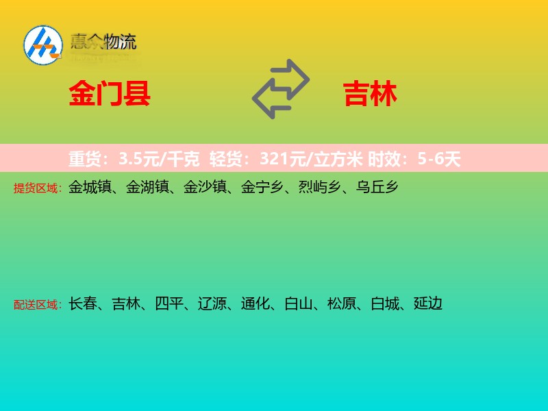 金门县到吉林轿车托运
