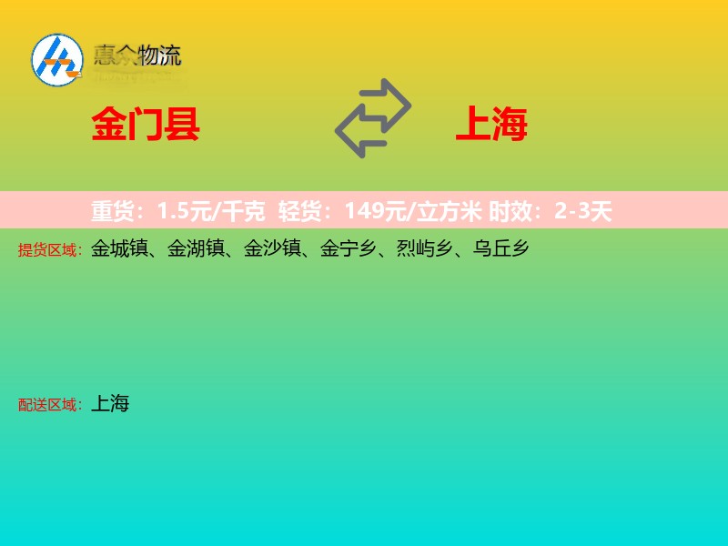 金门县到上海物流专线