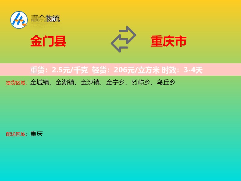 金门县到重庆市物流专线
