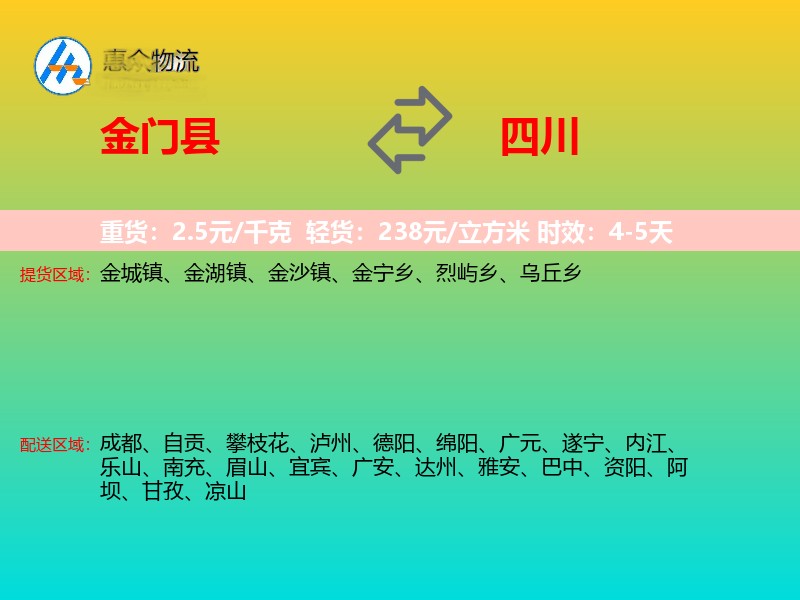 金门县到四川物流专线
