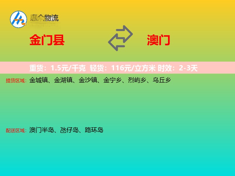 金门县到澳门轿车托运