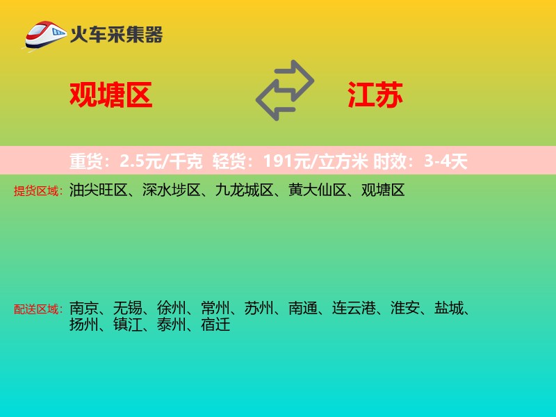 观塘区到江苏物流专线