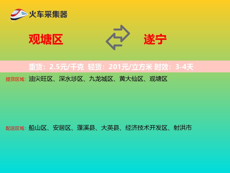 观塘区到遂宁物流专线