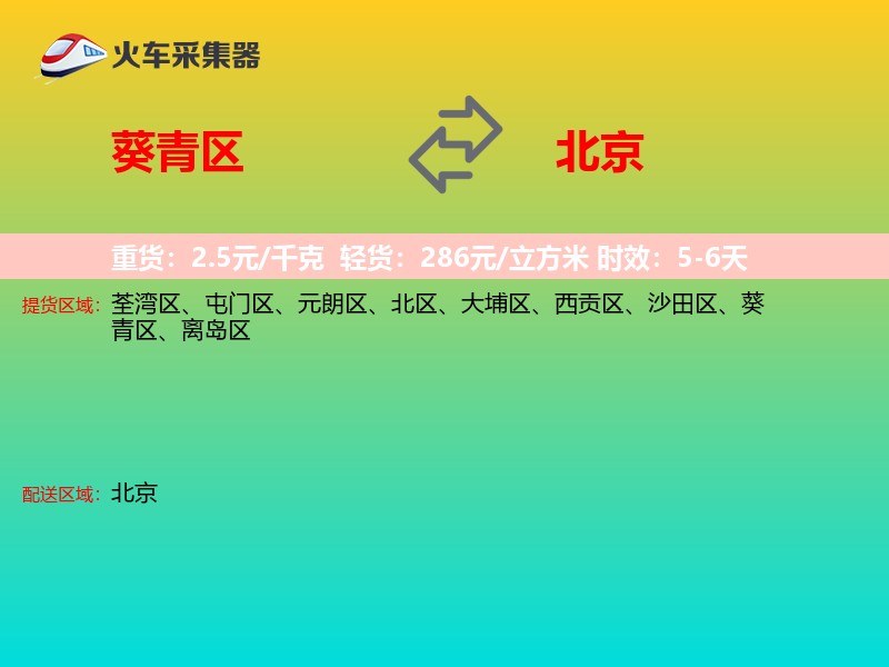 葵青区到北京物流专线