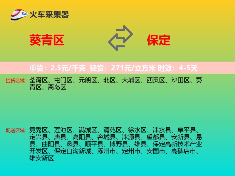 葵青区到保定物流专线