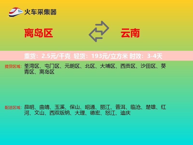 离岛区到云南物流专线