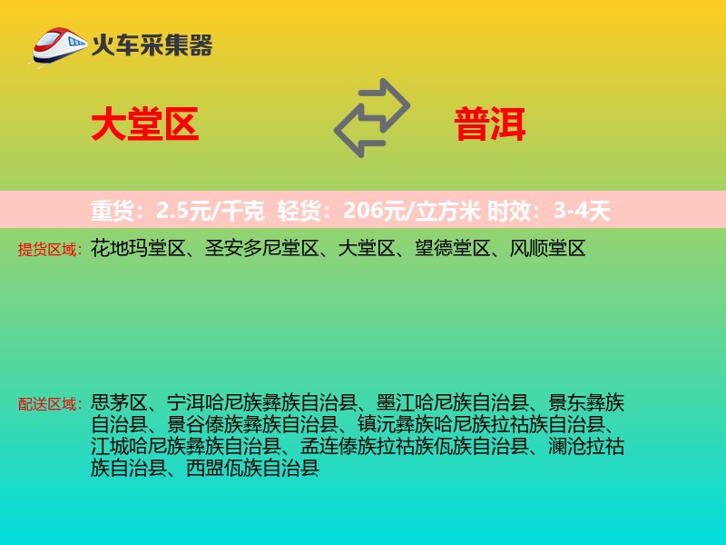 大堂区到普洱物流专线