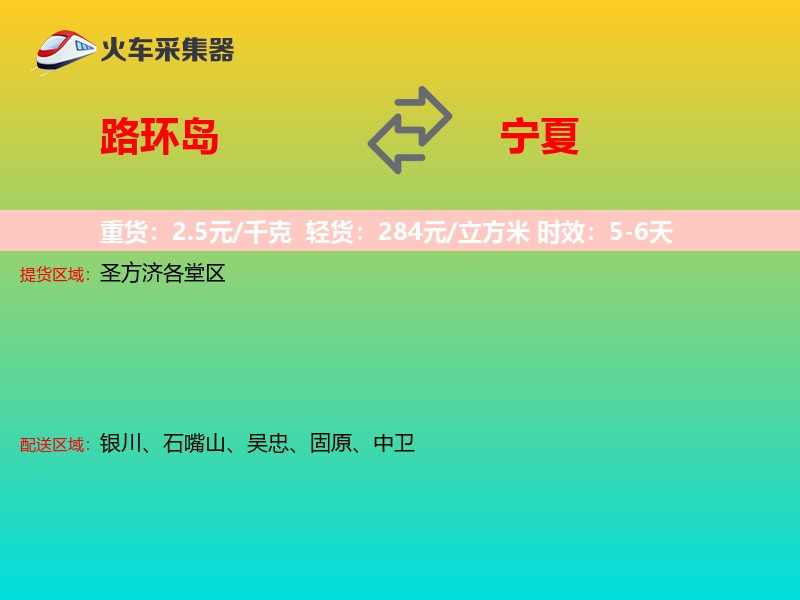 路环岛到宁夏物流专线